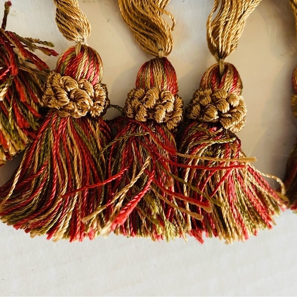 Tassel Fringe Trim 3.5" Drapery / Upholstery / Home Decor Burgundy Tan Green - Picture 6 of 13